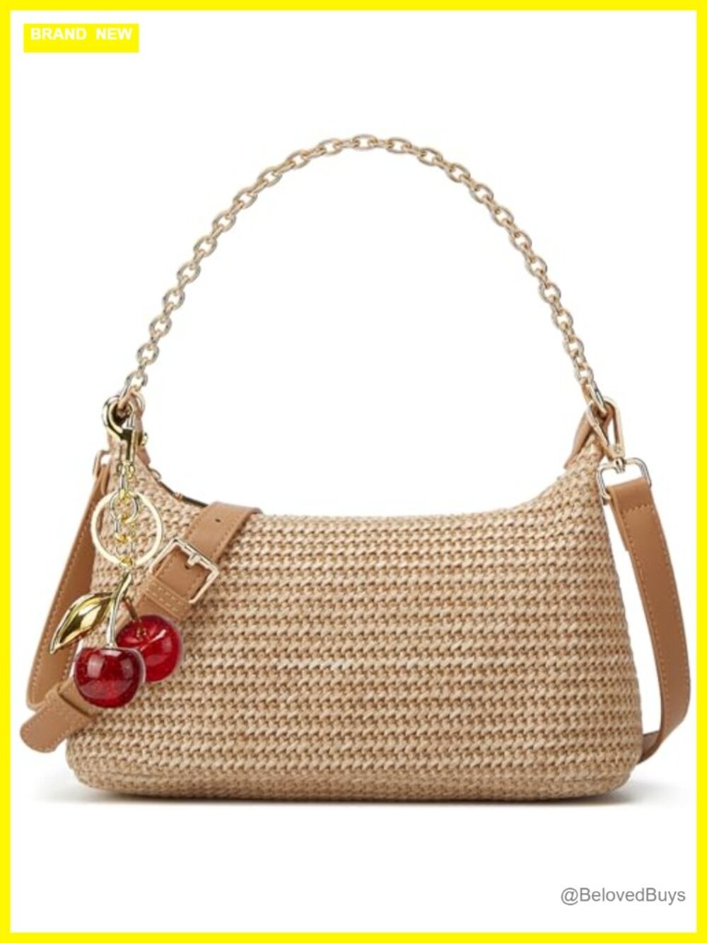 Straw Woven Shoulder Bag Beach Purse Summer Vacation Tote Handbag